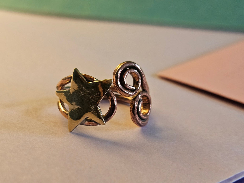 Whirlpool Copper and Bronze Star Ring