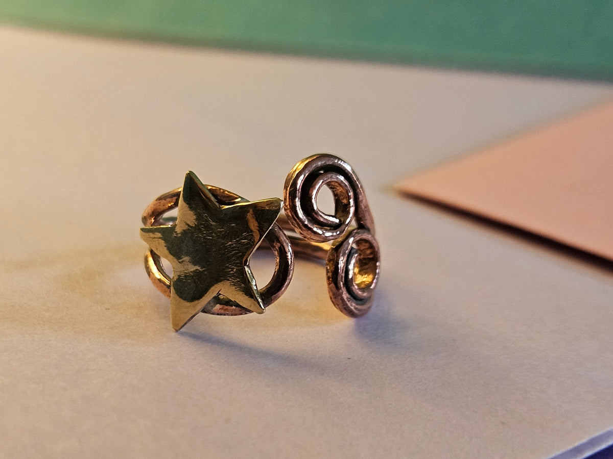Whirlpool Copper and Bronze Star Ring