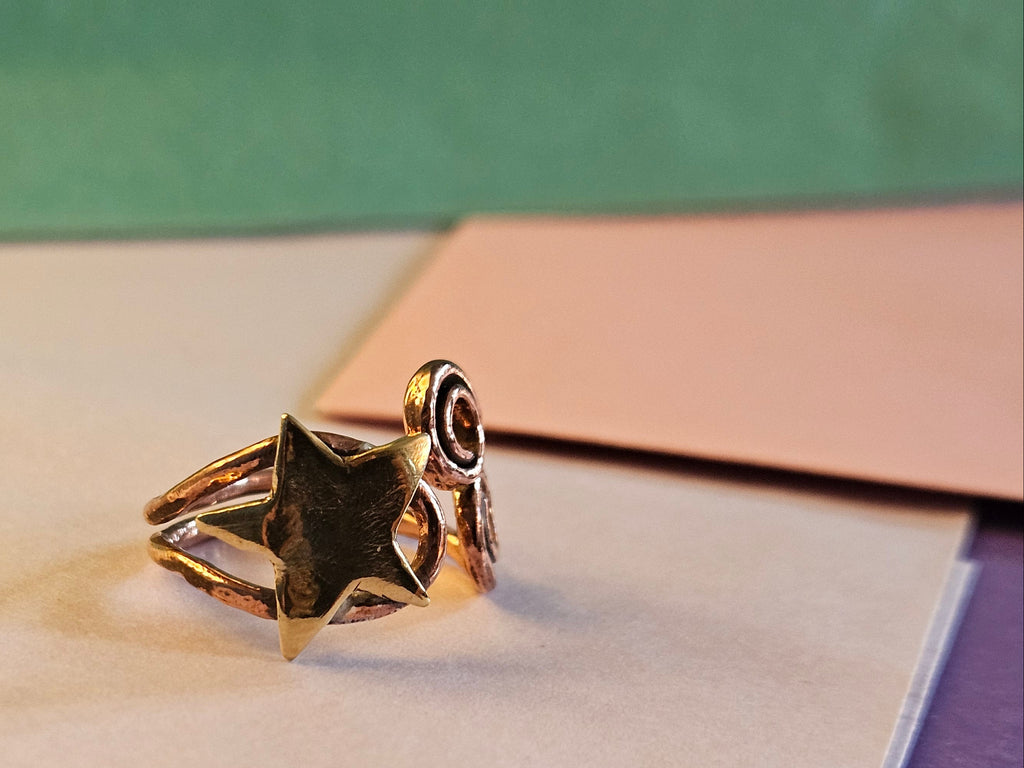 Whirlpool Copper and Bronze Star Ring