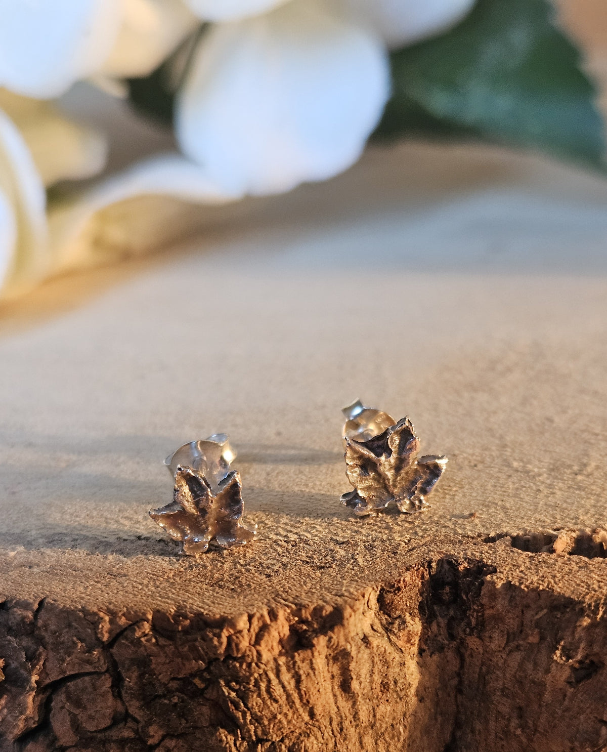 Silver Leaf Studs