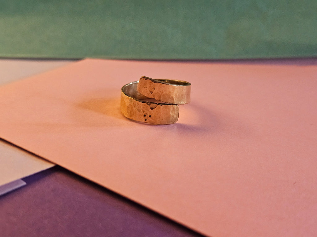 Hammered Bronze Amethyst Wrap Ring