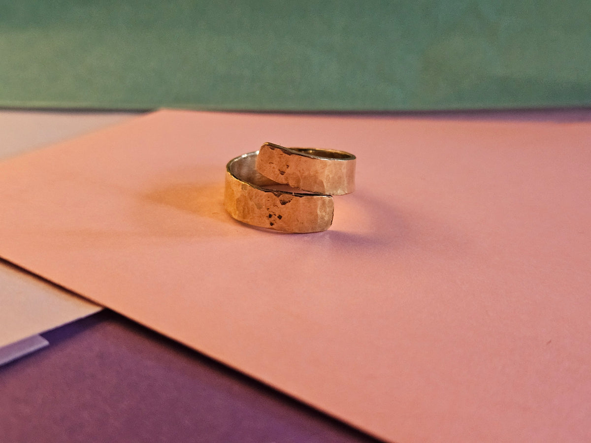 Hammered Bronze Amethyst Wrap Ring