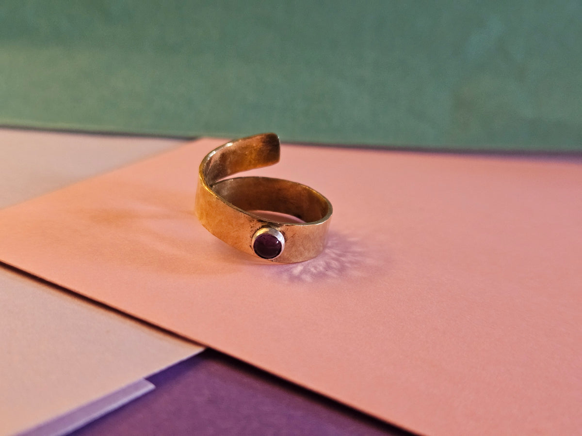 Hammered Bronze Amethyst Wrap Ring
