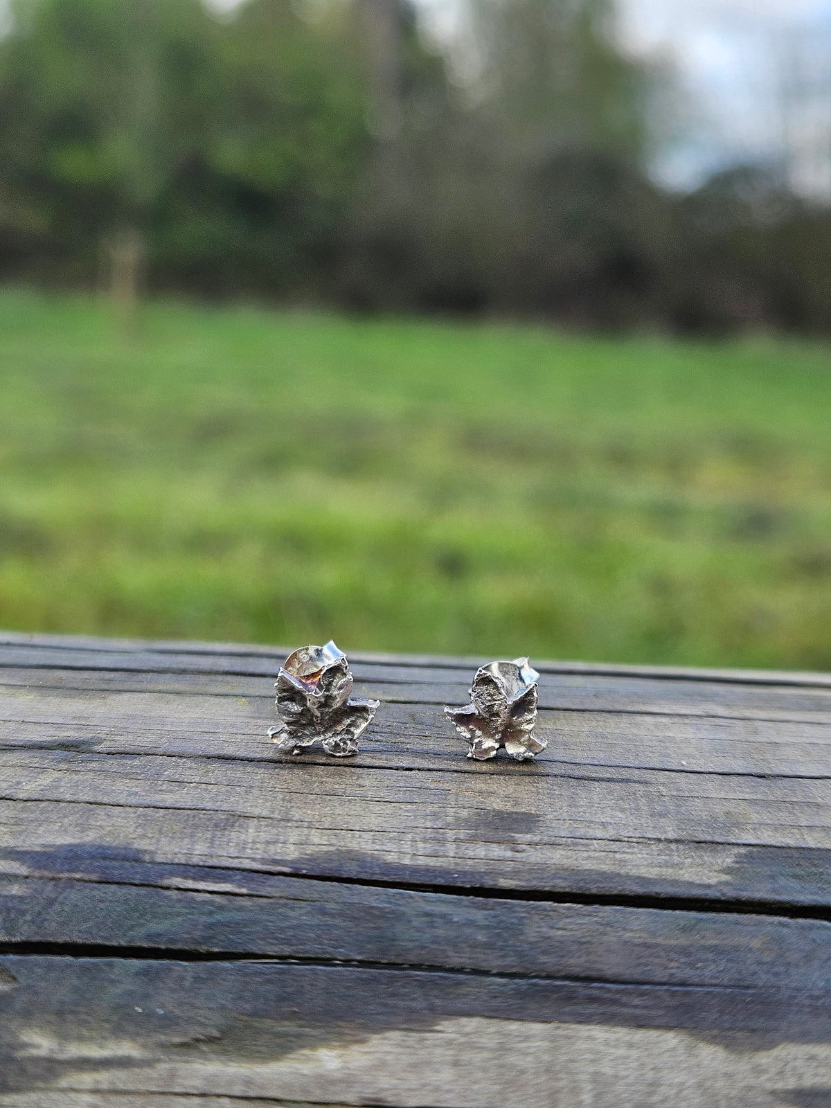Silver Leaf Studs
