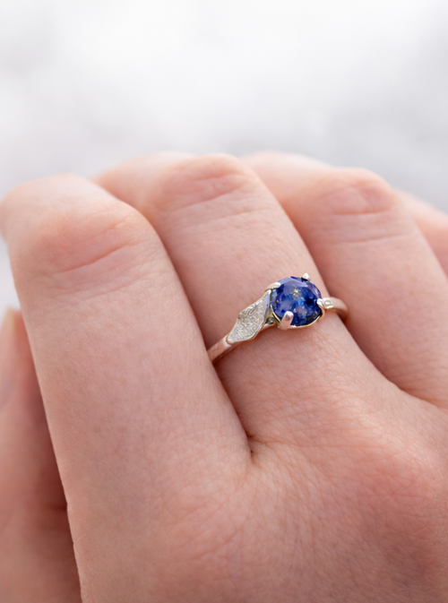Handmade Sterling Silver Lapis Lazuli Leaf Ring