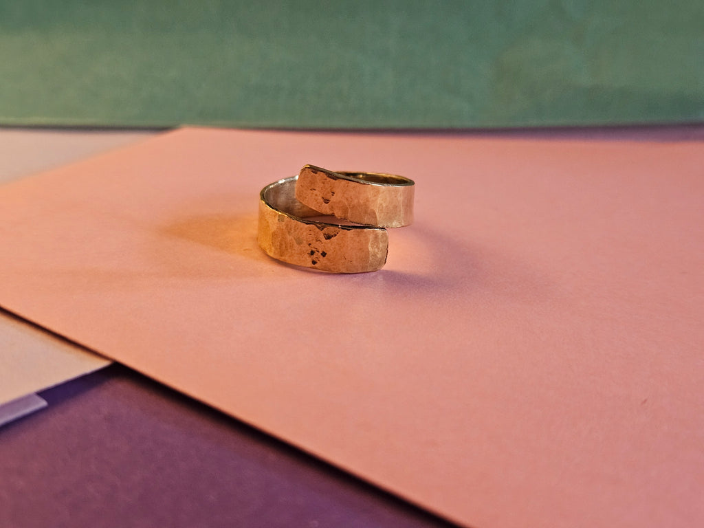 Hammered Bronze Amethyst Wrap Ring